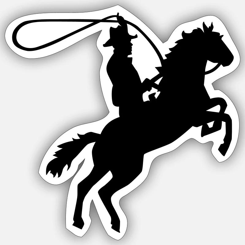 Cowboy - Sticker taille S (10 x 10 cm) - blanc mat