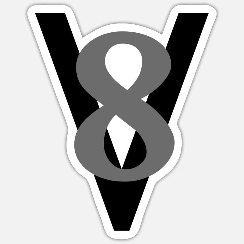V8 engine - Sticker size S (10 x 10 cm) - white matte