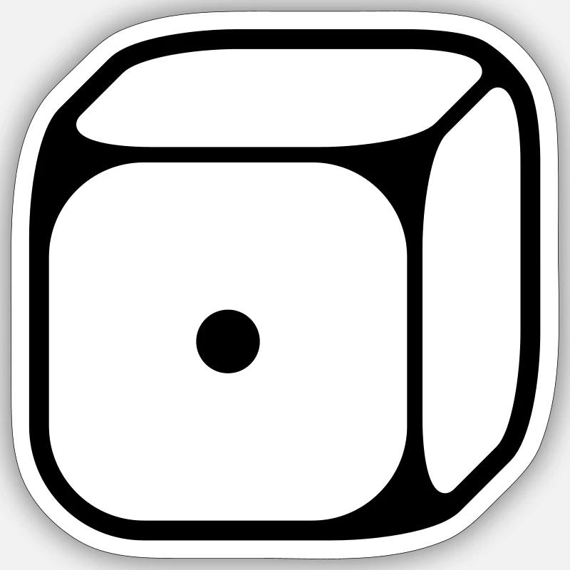 1st cube (one / 1C) - Sticker size S (10 x 10 cm) - white matte