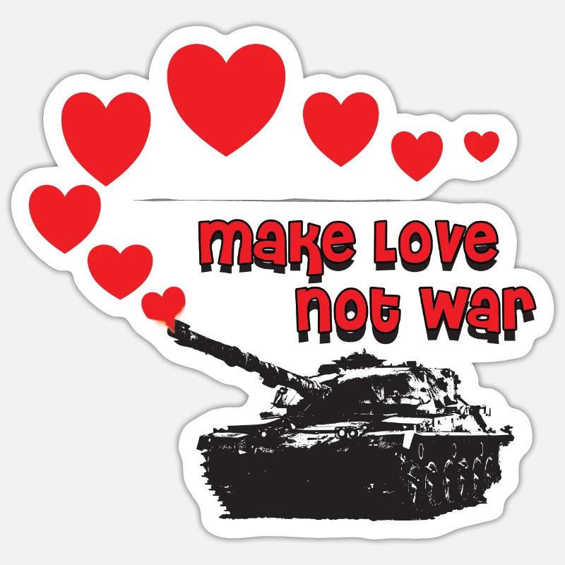 make love not war - Sticker taille S (10 x 10 cm) - blanc mat