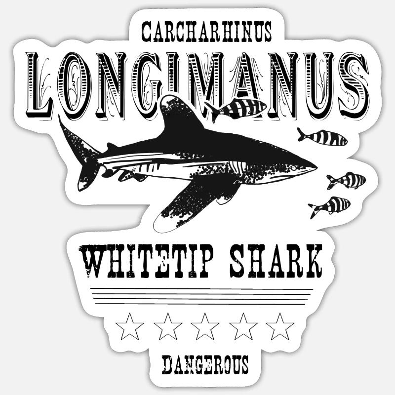 Requin à point blanc longimanus Sticker taille S (10 x 10 cm)