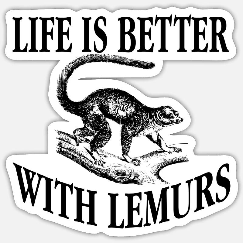 Lemur - Sticker taille S (10 x 10 cm) - blanc mat