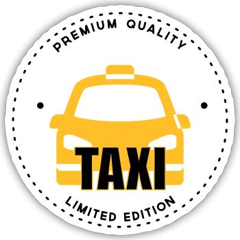 Taxi - Sticker taille S (10 x 10 cm) - blanc mat - Devant