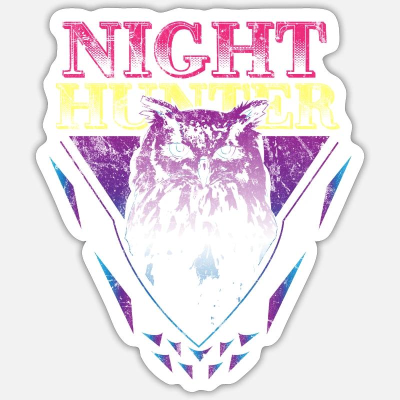 Jagen Eule - Sticker Größe S (10 x 10 cm) - Mattweiß