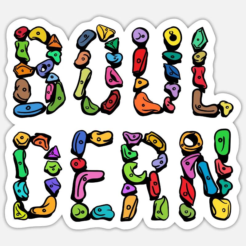Bouldern Boulder Klettern Schrift Bergsteigen - Sticker Größe S (10 x 10 cm) - Mattweiß