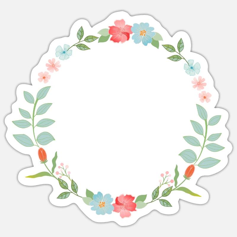 couronne de fleurs - Sticker taille S (10 x 10 cm) - blanc mat
