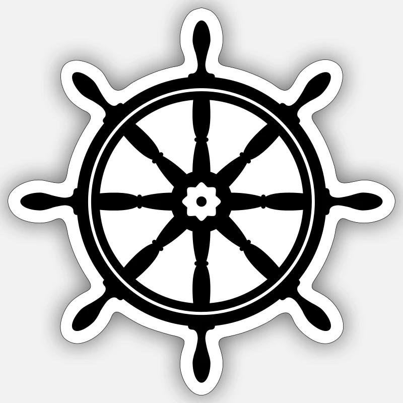 bateau roue - Sticker taille S (10 x 10 cm) - blanc mat
