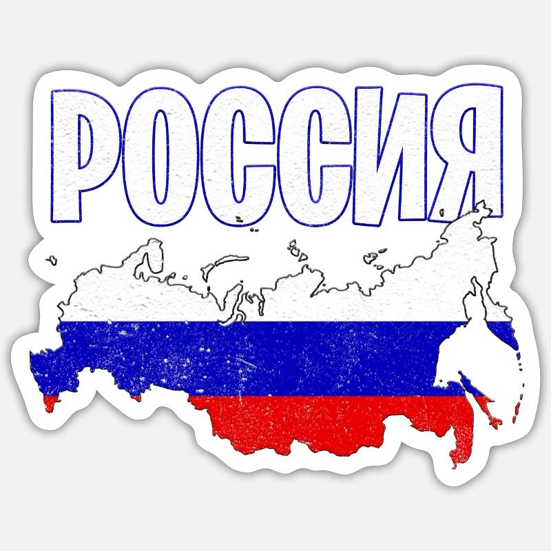 RUSSIE - Sticker taille S (10 x 10 cm) - blanc mat