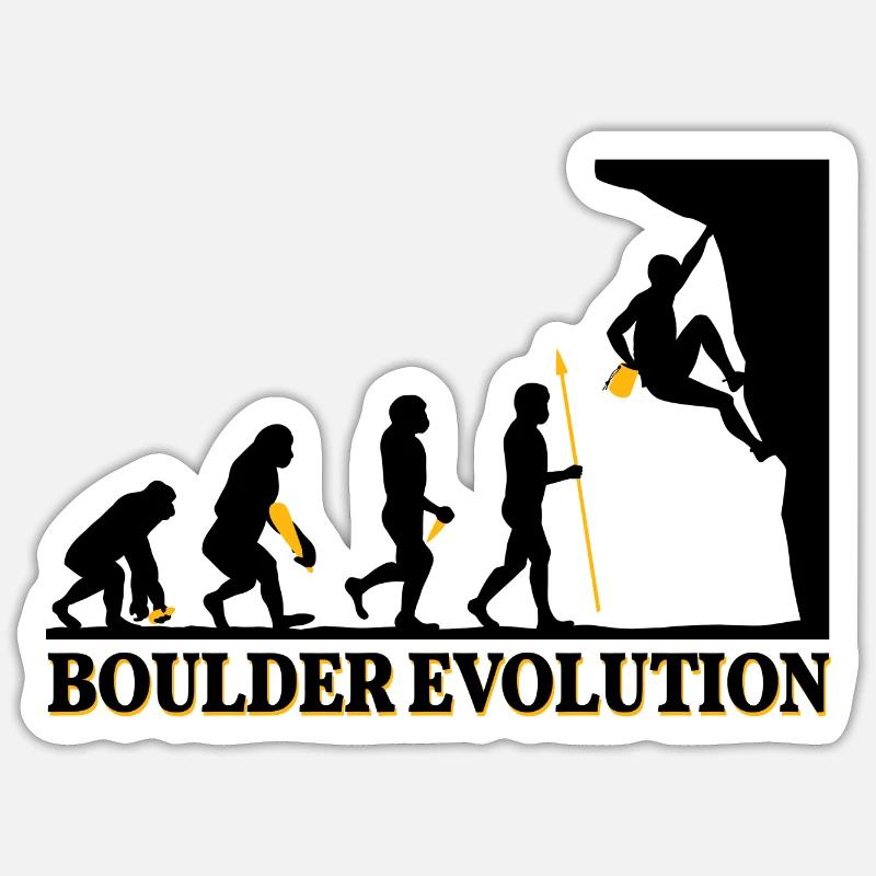 Boulder Evolution Klettern Bergsteigen Spruch Sticker Größe S (10 x 10 cm)