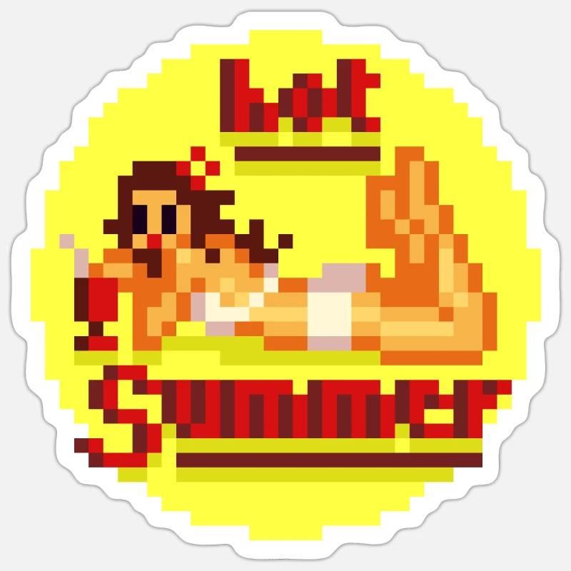 pixel pinup hot buzzer Sticker size S (10 x 10 cm)