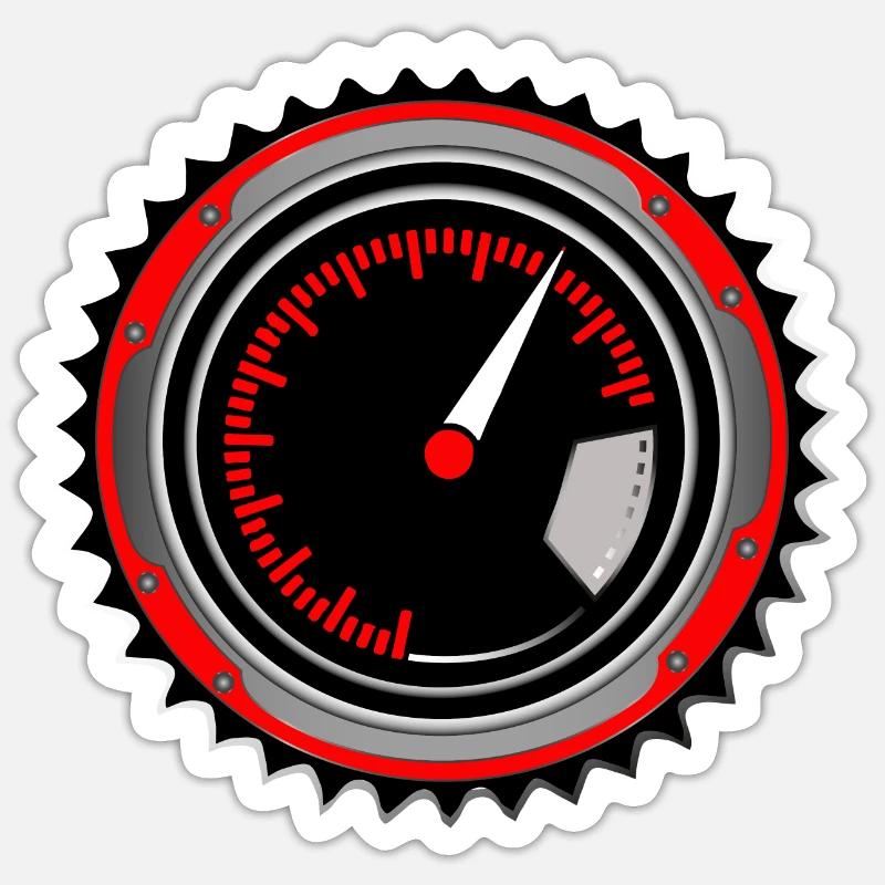 Tachometer speedometer sprocket - Sticker size S (10 x 10 cm) - white matte