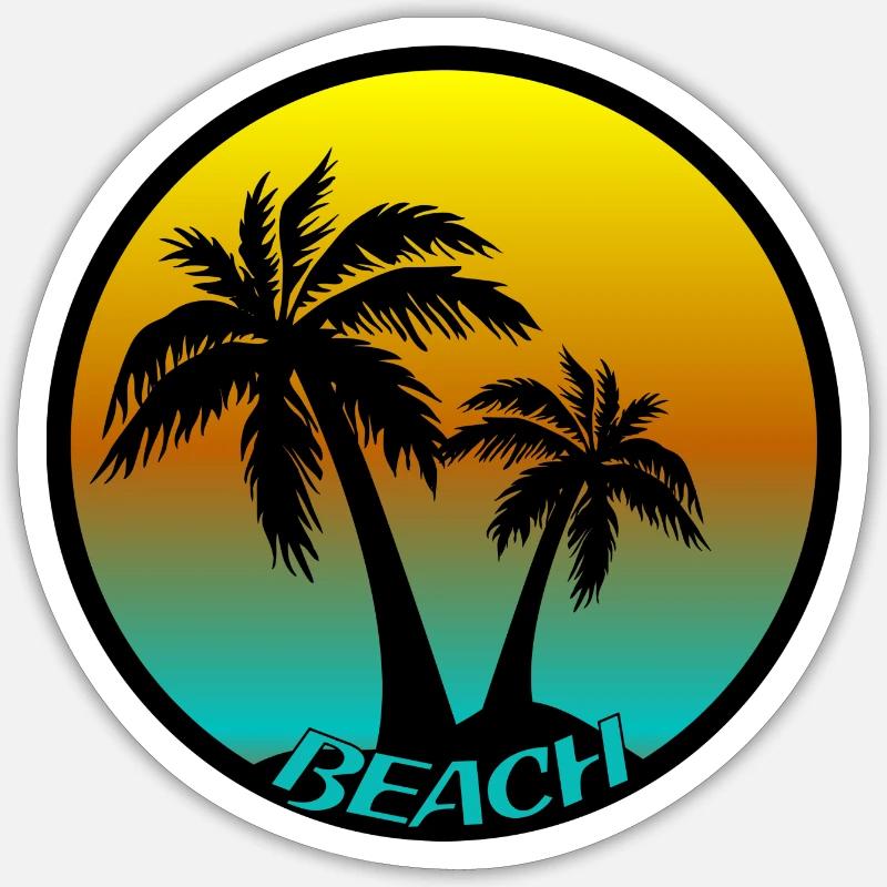 Beach Beach Beach - Sticker taille S (10 x 10 cm) - blanc mat
