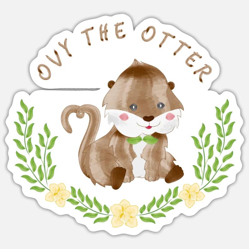 Ovy, der Otter - Sticker Größe S (10 x 10 cm) - Mattweiß
