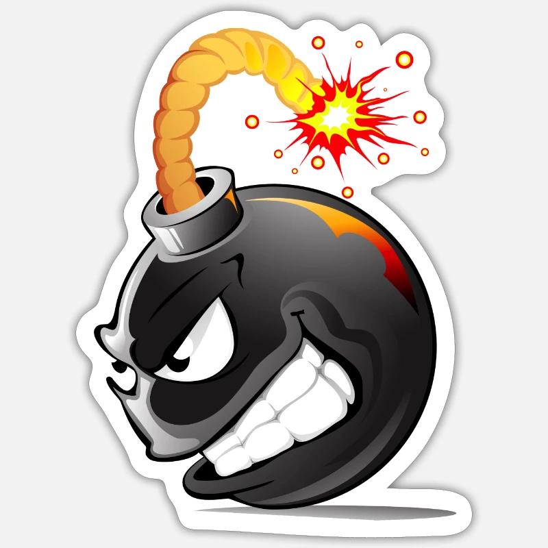 Bombe, bombe, bombe avec la face explosée bombe # - Sticker taille S (10 x 10 cm) - blanc mat