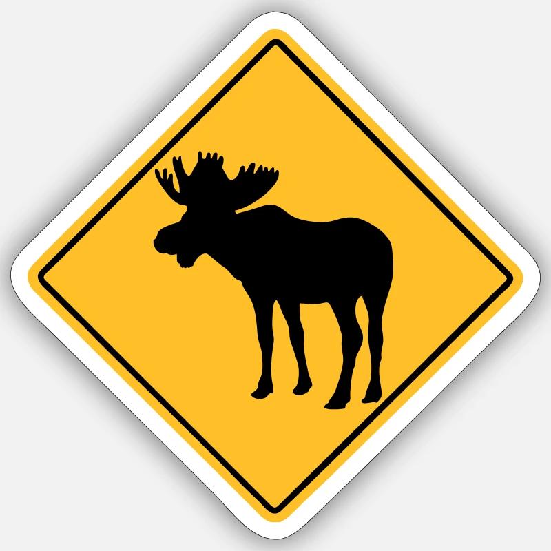 Moose Road Sign - Sticker Größe S (10 x 10 cm) - Mattweiß