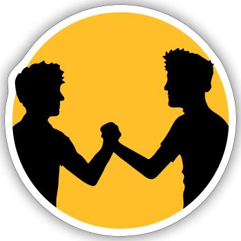sun circle around 2 friends team couple brother hands - Sticker size S (10 x 10 cm) - white matte - Front