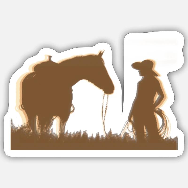 Fille occidentale - Sticker taille S (10 x 10 cm) - blanc mat