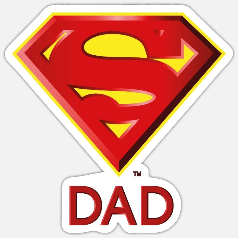 Superman 'Super DAD' - Sticker taille S (10 x 10 cm) - blanc mat