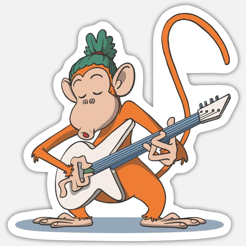 Monkey plays guitar gift - Sticker size S (10 x 10 cm) - white matte