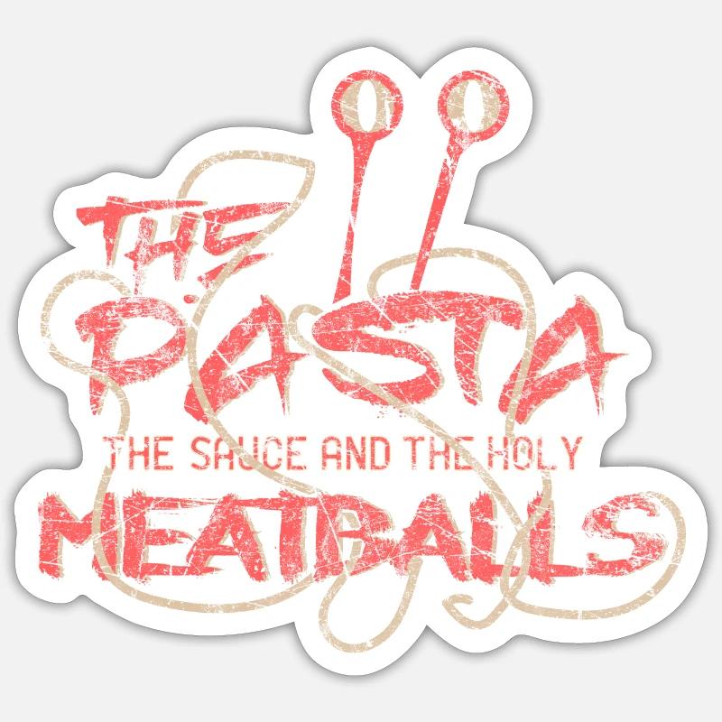 Pasta Sauce und die Heiligen Fleischbällchen - Sticker Größe S (10 x 10 cm) - Mattweiß