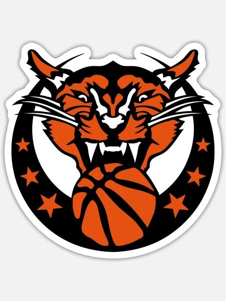 basketball cougar logo sport - Sticker taille S (10 x 10 cm) - blanc mat