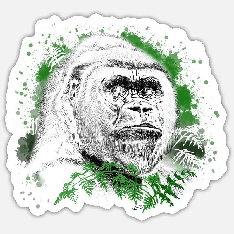 Gorilla - Sticker formato S (10 x 10 cm) - bianco opaco