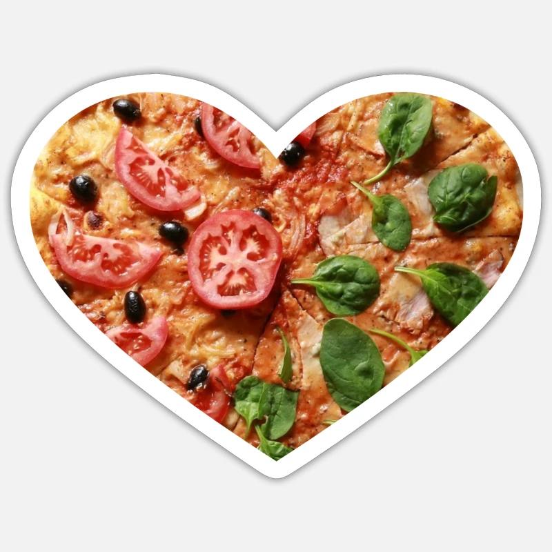 Pizza Herz - Sticker taille S (10 x 10 cm) - blanc mat