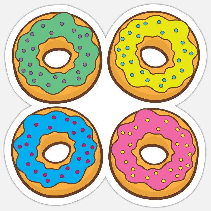Vier Donuts Donuts - Sticker Größe S (10 x 10 cm) - Mattweiß