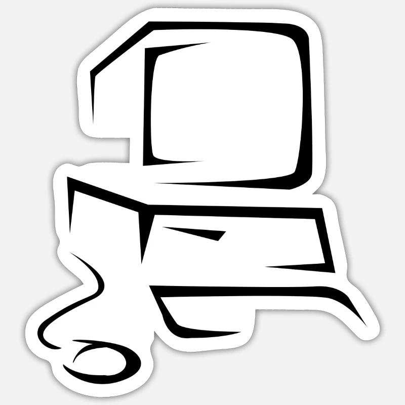 Ordinateur - Sticker taille S (10 x 10 cm) - blanc mat