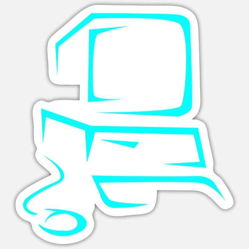 Ordinateur - Sticker taille S (10 x 10 cm) - blanc mat