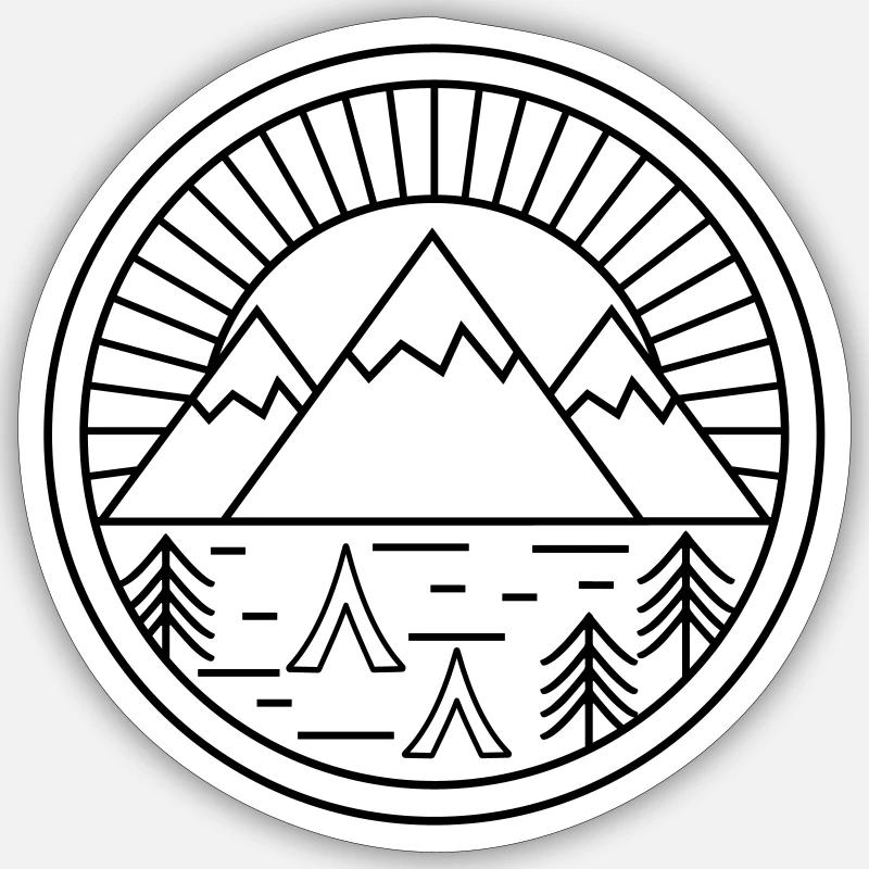 camping - Sticker taille S (10 x 10 cm) - blanc mat