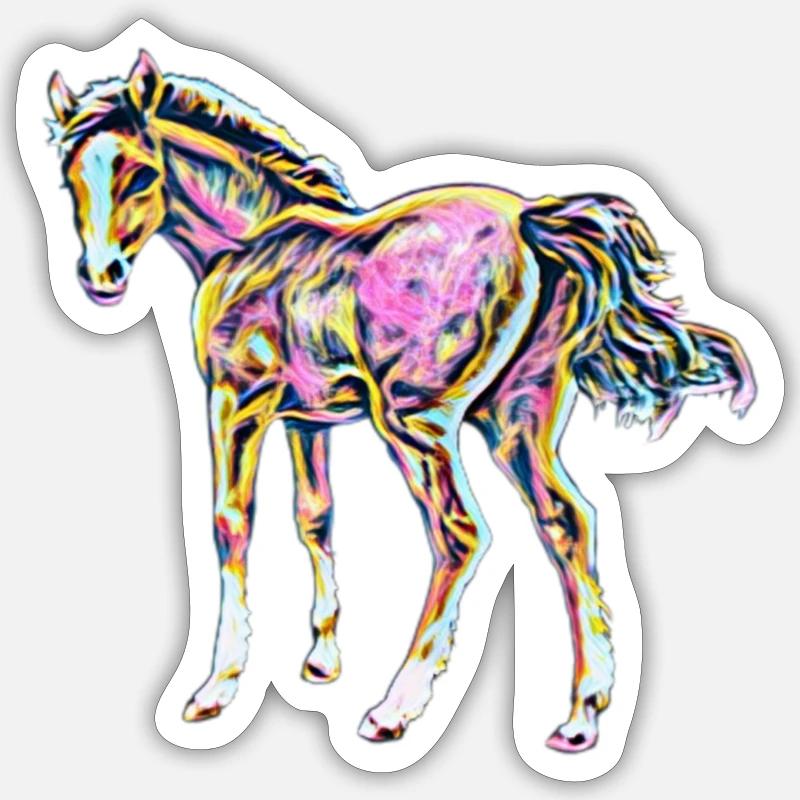 Cheval - Sticker taille S (10 x 10 cm) - blanc mat