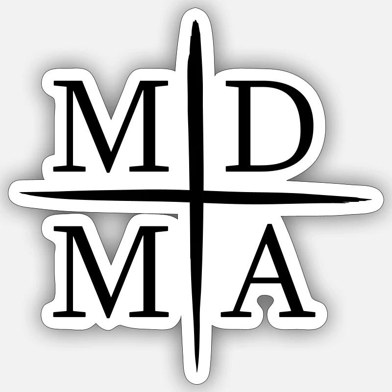 MDMA - Sticker taille S (10 x 10 cm) - blanc mat