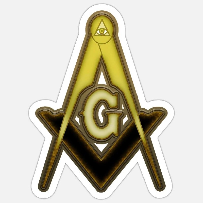 Freemason Compass Gold Rust Sticker size S (10 x 10 cm)