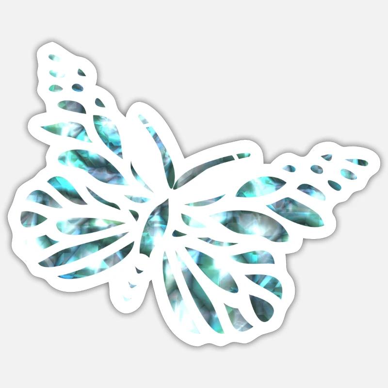 Papillon diamants - Sticker taille S (10 x 10 cm) - blanc mat
