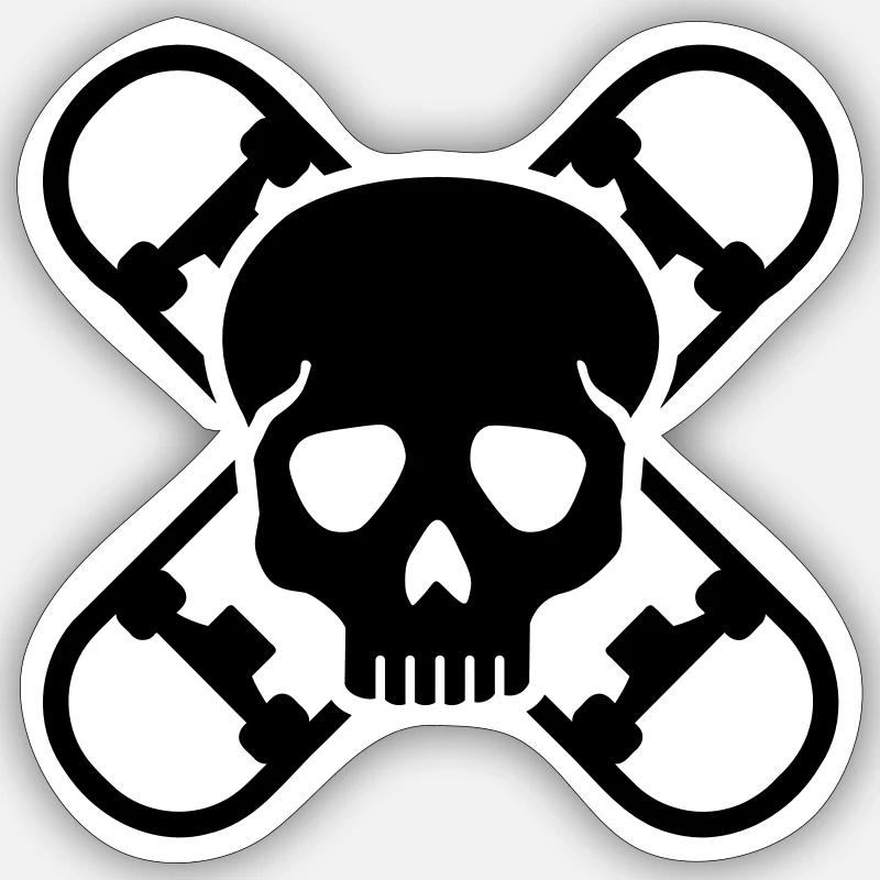 Skateboard - Sticker Größe S (10 x 10 cm) - Mattweiß