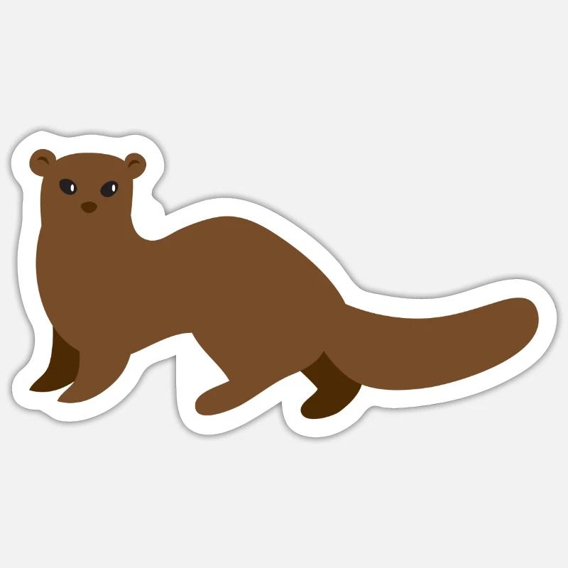 brown mongoose weasel or ermine - Sticker size S (10 x 10 cm) - white matte