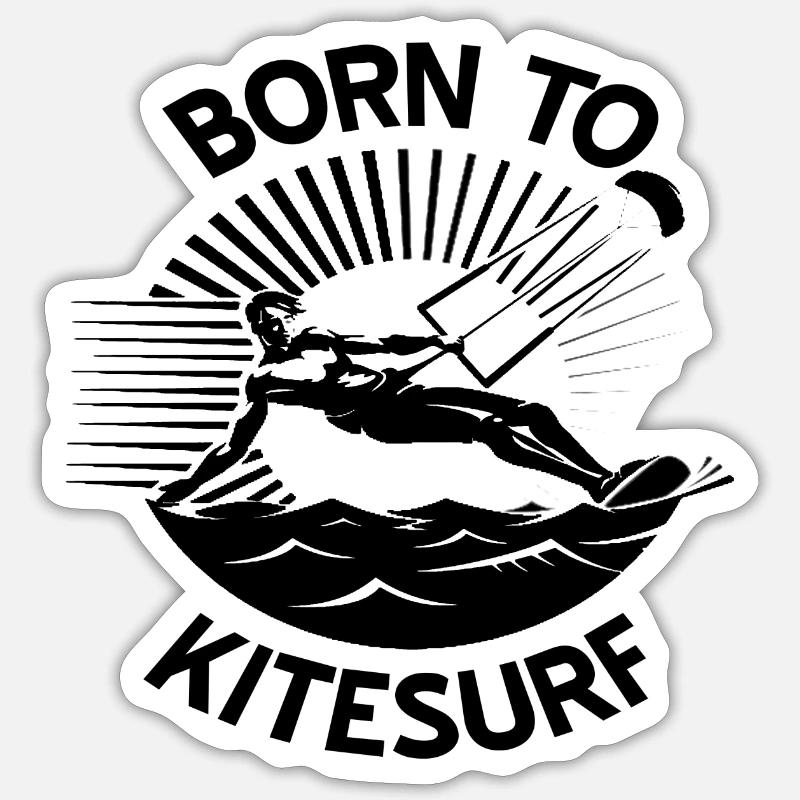 Kitesurf - Sticker taille S (10 x 10 cm) - blanc mat