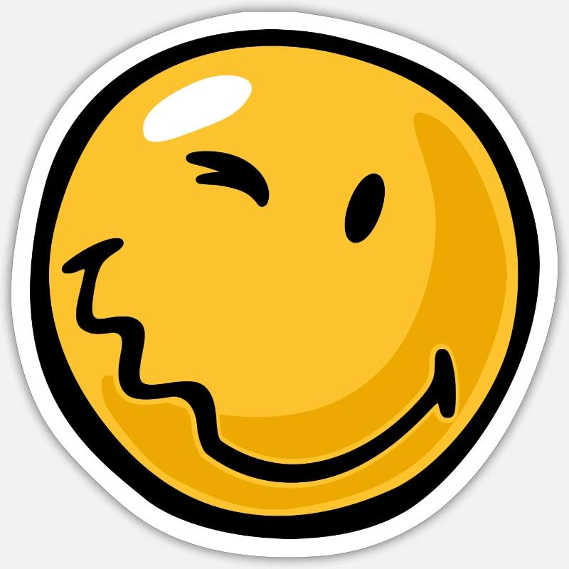 Smiley stung - Sticker størrelse S (10 x 10 cm) - mat hvid