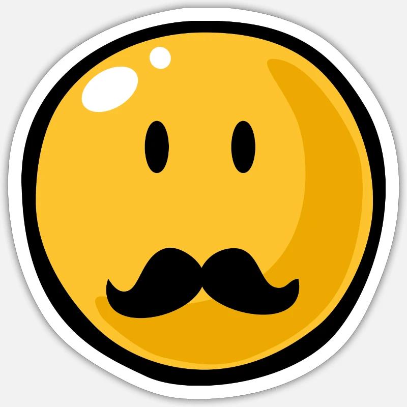 Smiley Mustache - Sticker Größe S (10 x 10 cm) - Mattweiß