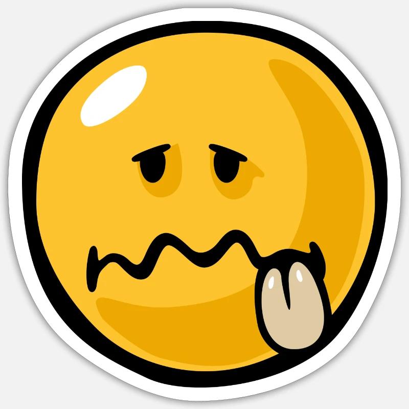 Smiley ill - Sticker taille S (10 x 10 cm) - blanc mat