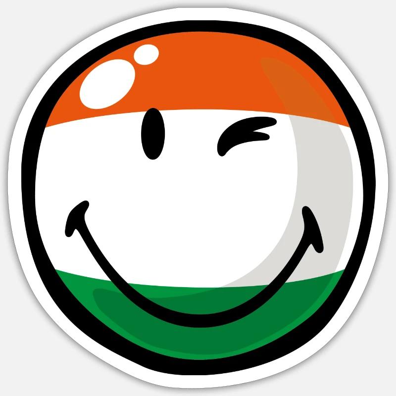 Smiley India - Sticker taille S (10 x 10 cm) - blanc mat
