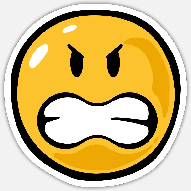 Smiley angry - Sticker taille S (10 x 10 cm) - blanc mat