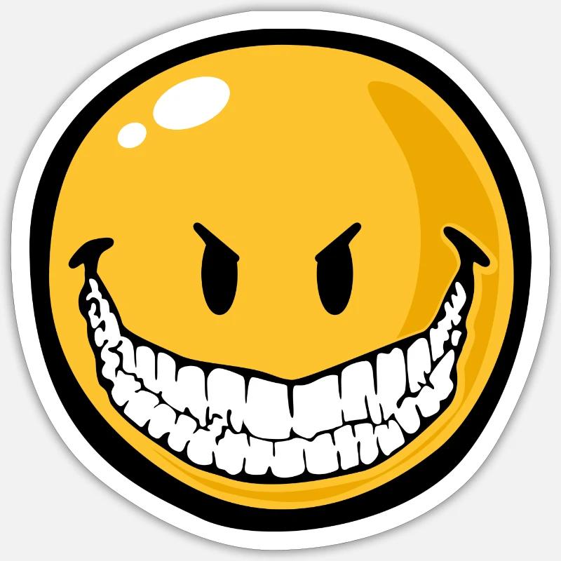 Smiley evil grin - Sticker Größe S (10 x 10 cm) - Mattweiß