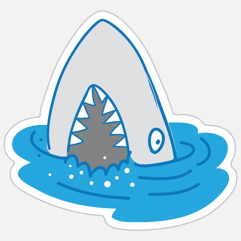 requin à bouche ouverte Sticker taille S (10 x 10 cm)