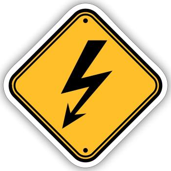schild hinweis elektrisch blitz strom energie star - Sticker Größe S (10 x 10 cm) - Mattweiß - Vorne