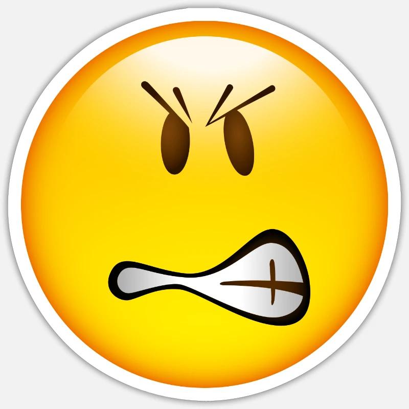 Smiley Glossy Angry - Sticker size S (10 x 10 cm) - white matte