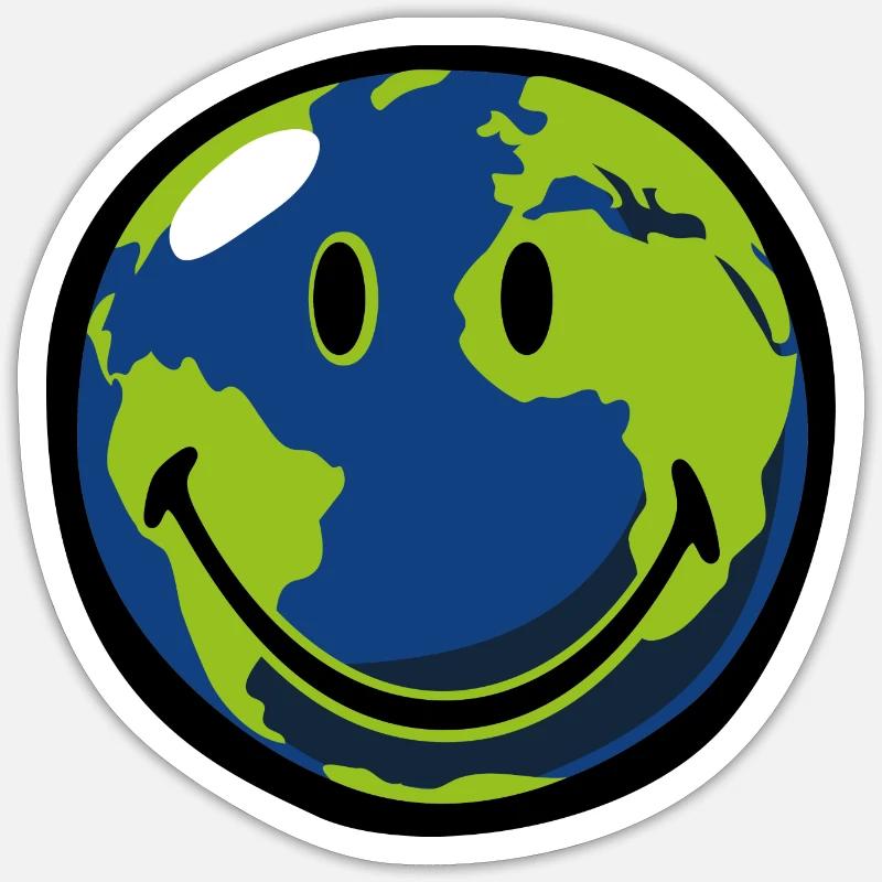 Smiley Earth - Sticker size S (10 x 10 cm) - white matte