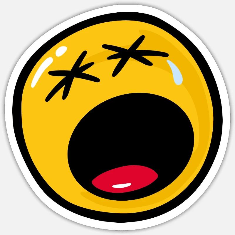 Smiley Sadness Miserable - Sticker størrelse S (10 x 10 cm) - mat hvid