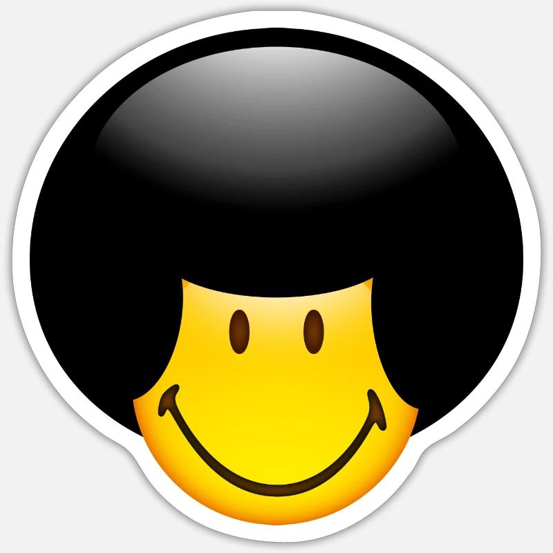 Smiley Afro - Sticker taille S (10 x 10 cm) - blanc mat